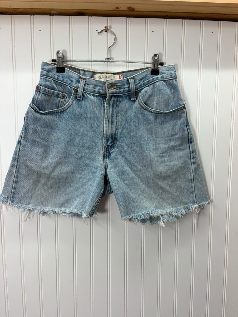 Levi's 505 regular fit Light Blue Raw Hem Denim Shorts